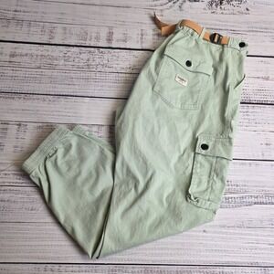 Wondery Isabel Cargo Jogger XL Standard Green Belted Canvad Hiking Pants 36x27